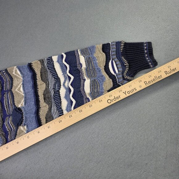 Florence Tricot Sweater Mens M Blue 3D Textured Knit Abstract Coogi Style Italy - Picture 12 of 16